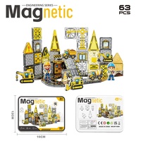 Tuiles magnétiques miniatures portables de 3,75 cm avec boîte en métal, blocs de construction magnétiques, jouets éducatifs STEM pour les tout-petits et les enfants
