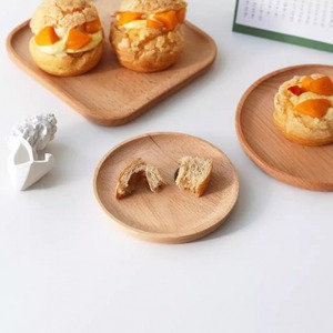 Assiette à gâteau ronde en bois classique moderne personnalisée pour pâtisserie - Product Image 4