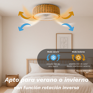 <b>Ceiling</b> <b>Fan</b> 20 Inches LED Light 15W Wicker <b>Remote</b> <b>Control</b> Indoor Use - Product Image 3