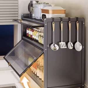 Gabinete de Almacenamiento de Cocina de 3 Niveles con Tapa Abatible, Directo de Fábrica, Organizador Multifuncional a Prueba de Polvo para Muebles de Cocina - Product Image 2