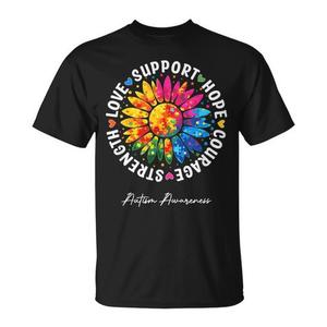Autism Support Colorful <b>Sunflower</b> T-<b>Shirt</b> Adult Unisex Crew Neck Short Sleeve Digital Printing Autism Awareness Design - Product Image 1