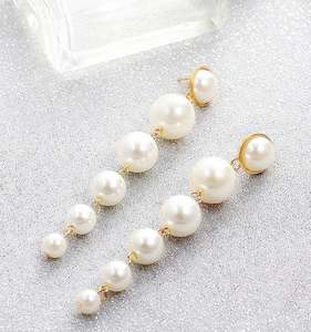 Boucles d'oreilles longues en perles simulées de haute qualité 2019 pour femmes - Product Image 2