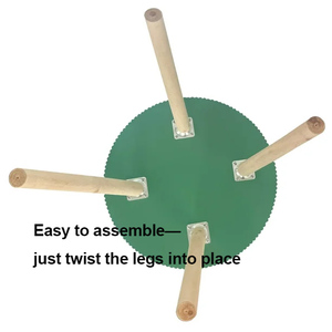 Small <strong>Green</strong> Round <strong>Bedside</strong> <strong>Table</strong> with Removable Storage Tray &amp; Solid Wood Four Legs Nightstand for Bedroom, Living Room - Product Image 3