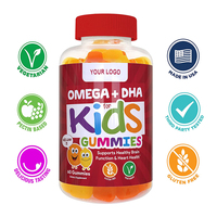 Gommes multivitaminées pour enfants 100% pures avec DHA, oméga 3, oméga 6 et 9 pour soutenir le cerveau, les articulations, le cœur, les yeux et le système immunitaire