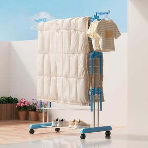 Stendibiancheria Mobile con Tubi in Metallo Robusti, Pieghevole e Antiruggine, per Vestiti dei Bambini, 24 Aste e 14 Ganci - Product Image 6