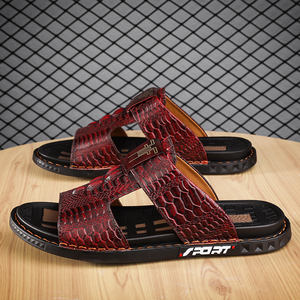 Sandales d'été décontractées en cuir pour hommes, tongs à bout ouvert, grandes tailles 38-45, antidérapantes - Product Image 1