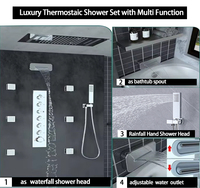 Ensemble de Système de Douche Intelligent Mural Multifonctionnel de Luxe avec LED, Jets de Pluie et Cascade, et Jets Corporels