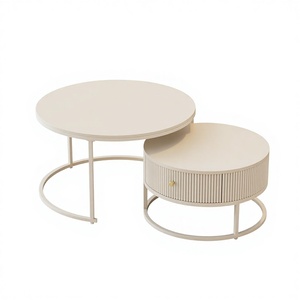 Tavolino da Caffè Moderno di Lusso con Piano in Marmo Bianco e Base in Metallo Dorato, Stile Nordico, per Camera da Letto e Soggiorno - Product Image 1