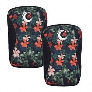 Genouillères de compression pour haltérophilie avec logo personnalisé, néoprène 5mm/7mm, motif tropical, accessoire de fitness unisexe, 325g - Product Image 1