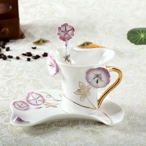 Hot Sale Morning Glory Porcelain Cup and Saucer Christmas Creative Gift - Product Image 4