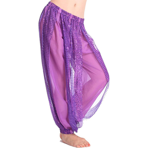 Pantalones Bombachos de Danza del Vientre de Chifón, Pantalones Árabes de Halloween con Lentejuelas Brillantes, Pantalones de Fantasía <span class=keywords><strong>para</strong></span> Bailarinas - Product Image 2