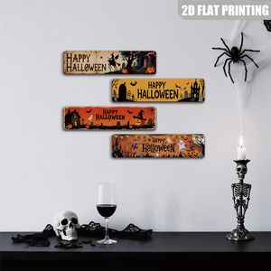 Targa in Metallo Vintage con Casa Stregata, <span class=keywords><strong>Zucca</strong></span> e Fantasma per Halloween - Product Image 4