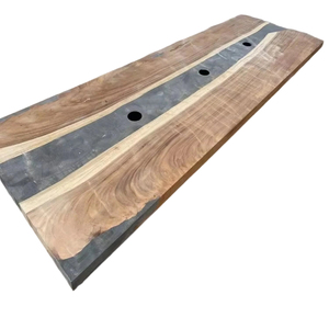 Unique Handmade <b>Epoxy</b> <b>Resin</b> Dark Walnut Slab Smart Dining <b>Table</b> - WiFi Bluetooth-Enabled Wood River WYL-<b>Epoxy</b> <b>Resin</b> Walnut Slab - Product Image 3