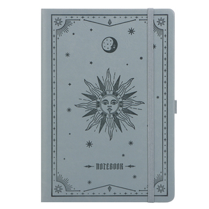 <b>Sun</b> Moon Star retro Pattern Hardcover Notebook A6 Size with Elastic Band and Inner Pages for Daily Notes and Journaling - Product Image 1