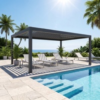 Pergola bioclimatique de luxe en aluminium 5x5m, abri d'ombrage haut de gamme pour restaurant