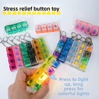 Porte-clés pendentif clavier en PVC haute transparence, rectangulaire, lumineux, à quatre touches, activé par pression, jouet anti-stress