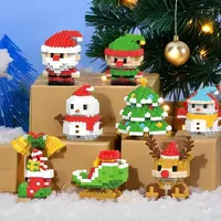 Cadeaux promotionnels de Noël, série de blocs de construction, puzzle de Père Noël et rennes, briques d'assemblage en plastique, jouets de table portables pour enfants