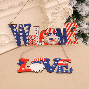 Nuevo comercio transfronterizo entre Estados Unidos Decoraciones para el Día de la Independencia/Día Nacional, colgadores de puerta con letras de madera, decoraciones creativas de bienvenida para centros comerciales - Product Image 3