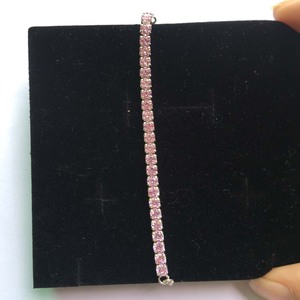 Pink AAAAA <strong>Cubic</strong> <strong>Zirconia</strong> Women 925 Sterling Silver CZ Diamond <strong>Tennis</strong> <strong>Bracelet</strong> Adjustable - Product Image 2