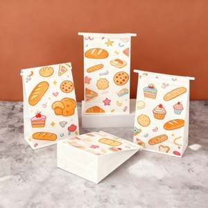 Sac en papier kraft anti-graisse personnalisé avec logo, en matériau recyclé, avec fermeture à lien métallique pour l'emballage alimentaire (pain, biscuits, bonbons, grains de café) - Product Image 1