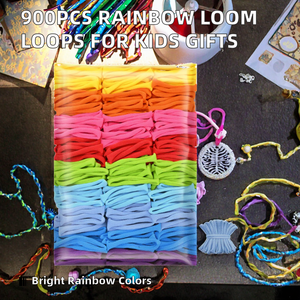 900 pièces de boucles de rechange pour métier à tisser, en polyester, couleurs arc-en-ciel, faites à la main, 7-10 pouces, DIY pour enfants et adultes, anniversaire, Noël - Product Image 2