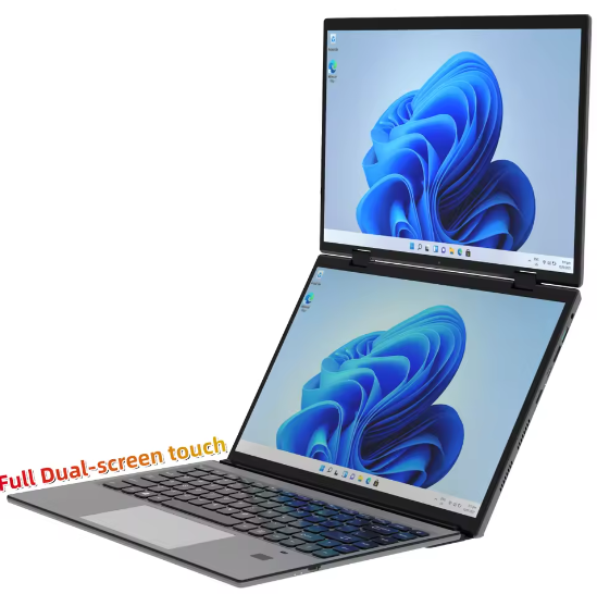 2026 Cheapest Hot Sales Foldable 2 in 1 Double Touch Screen 14+14" Laptops Brand New Notebook Dual-screen Portable Computer