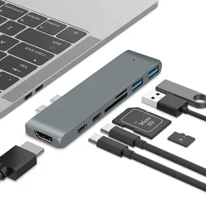 모조리 도킹 스테이션 4k-7-in-1 USB 3.0 Type-C 허브 어댑터 4K Thunderbolt 3 허브 도킹 스테이션 (MacBook Air 2018 용 TF/SD 카드 리더 PD 포함)