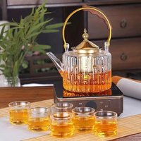 Nouvelle théière professionnelle en verre transparent pour infusion de thé, avec joint en bambou, compatible four électrique en argile