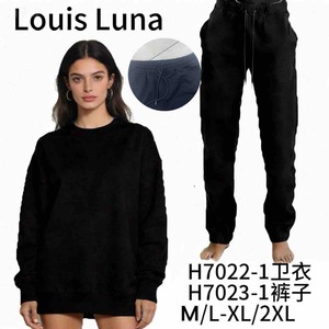 HDJ 2 Piece <b>Set</b> Tracksuit Jogger Suit Oversized Sweatshirt and Pants Loungewear Activewear H7022-1Sweatshirt+H7023-1Pants - Product Image 3