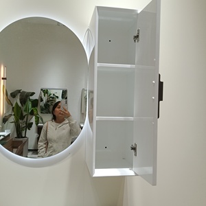 New <b>white</b> compact bathroom cabinet with side <b>mirror</b> cabinet <b>white</b> washbasin and suspended cabinet body - Product Image 6