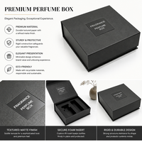 Boîte à parfum de luxe à fermeture magnétique, noire, rigide, avec logo personnalisé, emballage de parfum haut de gamme pour flacon de 50 ml, vente en gros OEM