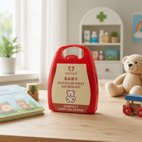 Trousse de premiers soins pour enfants BesTreat - Modèle G-01 certifié CE - Comprend un soin des brûlures - Design compact pour enfants et bébés - Utilisation individuelle