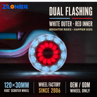 Ensemble de roues de remplacement pour trottinette à 3 roues pour enfants, pièces de rechange 120x30mm, qualité supérieure PU, 4 lumières LED blanches, roulement à billes ABEC-7
