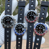 STEELDIVE SD1993 jam tangan otomatis 300M NH34, jam tangan menyelam keramik biru dan merah empat tangan tahan air