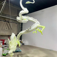 Statue de dragon oriental géante en fibre de verre, grande sculpture FRP sur mesure pour hall d'hôtel, décoration artistique moderne