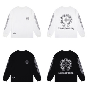 Camiseta de Manga Larga con Estampado Chrome Heart, 100% Algodón, Unisex, Corte Holgado, Resistente a los Rayos UV y Antibacteriana, Disponible para Venta al Por Mayor - Product Image 1