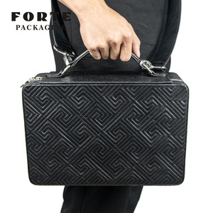 FORTE - Nuevas Cajas de Joyería de Piel Sintética Negra, Estuche Organizador de Viaje, Caja de Almacenamiento con Asa - Product Image 3