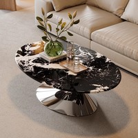 Table Basse UFO de Luxe Haut de Gamme Style Wabi-Sabi Rétro avec Éclairage Intégré, Plusieurs Tailles Disponibles pour Usage Domestique