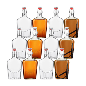 Frasco de vidrio para whisky de 12oz, botellas de vidrio abatibles para agua Lemoncello Kombucha, regalos de boda de Navidad - Product Image 1