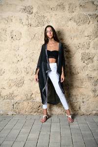 Kimono de seda vintage para mujer, hermosa ropa de playa para damas, con fajas, hecho a mano, estilo Kantha, conjunto de bata de dormir vintage de color liso. - Product Image 5