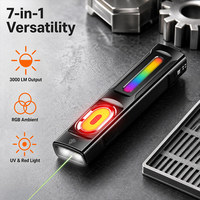Lampe torche EDC laser verte ST16 PRO 7-en-1 RGB 3000LM pour le camping et la réparation, lumière de travail latérale magnétique à LED couleur pour poche