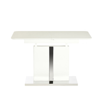 Grande table à manger extensible en MDF avec pieds en acier inoxydable blanc, bois, luxe, cuisine