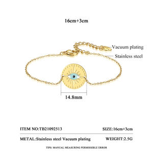 Brazalete <span class=keywords><strong>de</strong></span> acero inoxidable para mujer, pulsera <span class=keywords><strong>de</strong></span> ojo <span class=keywords><strong>de</strong></span> piedra, chapado en oro, ajustable, SP-LAM - Product Image 2