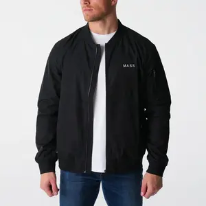 Custom Logo Black Men's full zip jacket warm jacket Street wear men clothing with Ribbed-knit cuffs