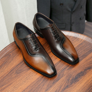 Men's Genuine Leather Oxfords Pointed Toe Lace-Up Dress Shoes Solid Office Wear All Seasons Drop Shipping - Product Image 4