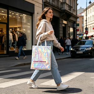 Sac à main tendance en cuir PU pour femme, imperméable, grande capacité, sac de shopping, sac de courses avec logo imprimé - Product Image 5