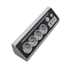 Barre d'alimentation usb Desig 4 prises multiples électriques standard européen avec prise USB verticale pour bureau et tour