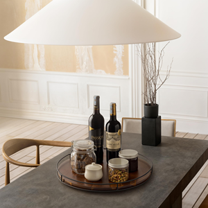 Plateau tournant en bois d'acacia écologique de 18 pouces, plateau à fromage et plateaux en bois avec poignées, plateau de service - Product Image 5