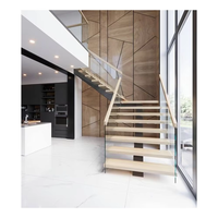 Maison Métal Bois Verre trempé Garde-corps Escalier Mono Stringer Escalier pour Loft Duplex