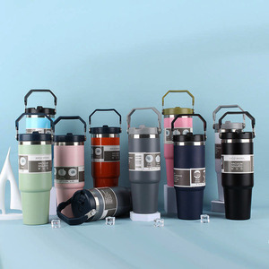 20oz 30oz Double Wall Vacuum Insulated Stainless Steel Flip Top Tumbler New Outdoor for Mugs with for Straw Lid <b>Hot</b> Water Bottle - Product Image 2